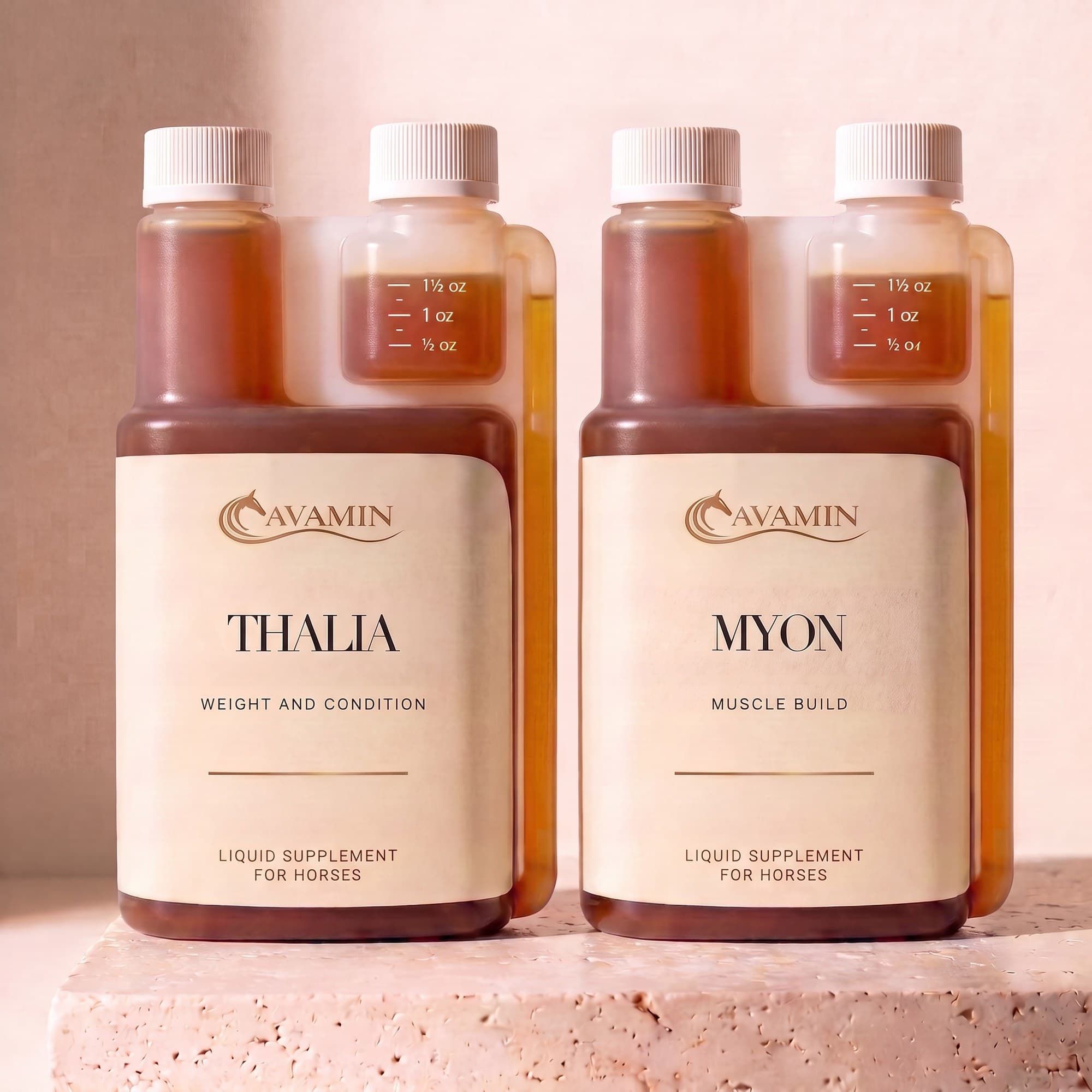 Akme: Thalia and Myon, two 32 fl oz dosing bottles